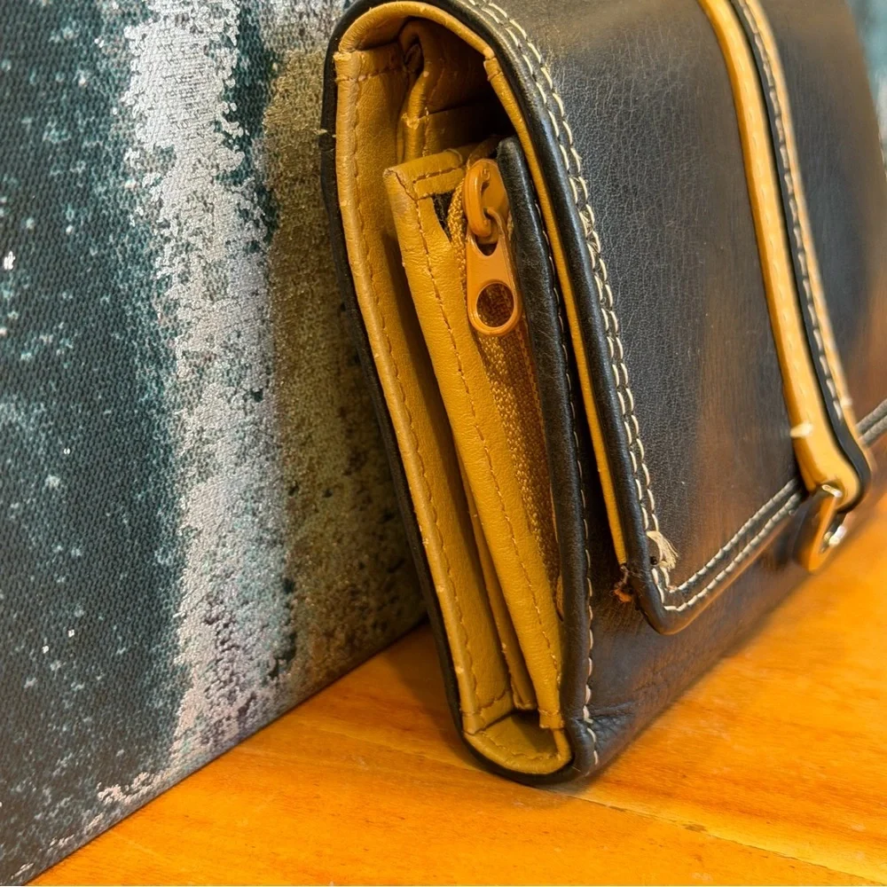 Vintage Minimalist Black‎ Pebbled Leather Continental Clutch Wallet (VGC)